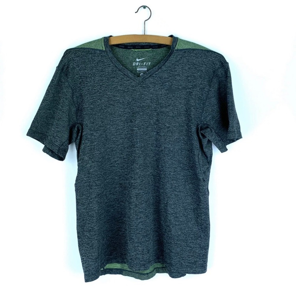 Nike Dri Fit Mens T Shirt Medium Gray V Neck